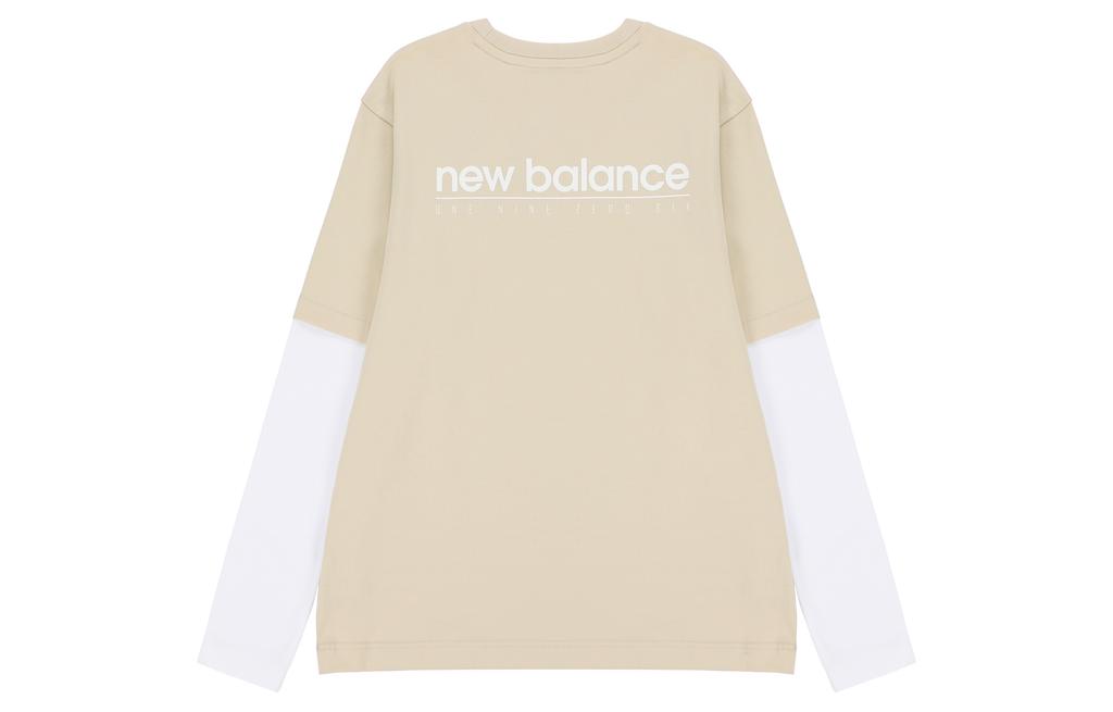 New Balance Contrasting Colors T Shirts Unisex Apricot Crew Neck Moderate Straight Fit 5DC16063-BEI