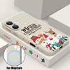 Christmas Elk Santa Pattern Slim Magnetic Cover For Iphone 16e 15 Pro Max 14 13 12 Pro 11 For Magsafe Matte Shockproof Soft Tpu Lanyard Phone Case