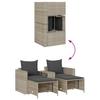 5 Piece Garden Sofa Set with Cushions Stackable Light Grey Poly Rattan