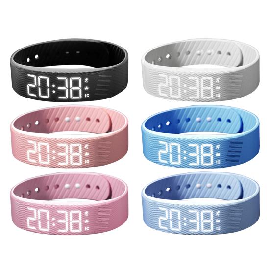 Вибрирующий будильник-напоминание Часы Студенческий бесшумный будильник Браслет Цифровые часы с шагомером Вибрация Секундомер Таймер для глубоко спящих Мужские