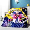 Cute Japanese Cartoon Plush S-Sailor Moons Blanket Light Four Seasons Family Light Sheet Sofa Cover Travel Warm Blanket