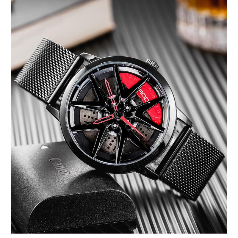 SANDA Новые крутые мужские кварцевые часы с колесным циферблатом, повседневные сетевые мужские часы