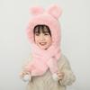 Children Hat with Bear Ear Decoration Solid Color Thickened Plush Warm Hat Scarf Set Kids Cold Weather Hat