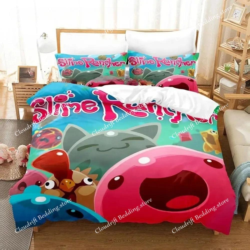 Slime Rancher 2 Постельный набор Односпальный Полуторный Двуспальный Квинсайз Кингсайз Комплект для кровати Взрослый Мальчики Спальня Комплекты пододеяльников 3D Аниме