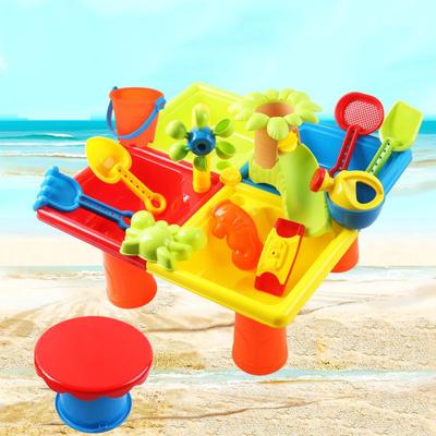 Детский уличный игровой стол для песка и воды с стульями и инструментами для копания