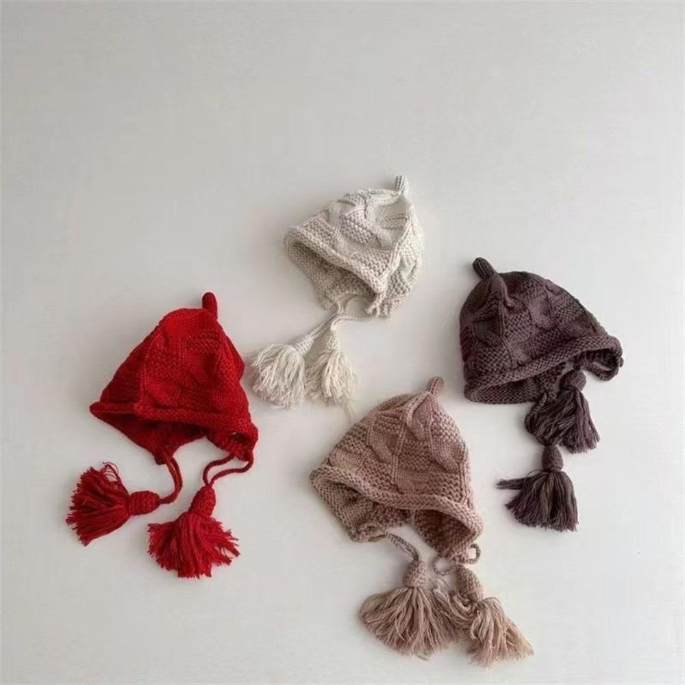 Windproof Ear Protection Cap Tassel Pullover Winter Hat Stylish Kids Knit Cap Winter