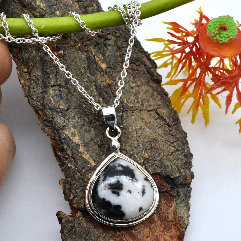 Ожерелье из драгоценного камня с дендритным опалом, ювелирные изделия ручной работы, колье из серебра 925 пробы, подарок для нее, свадебный подарок, серебряные ювелирные украшения, уникальный подарок