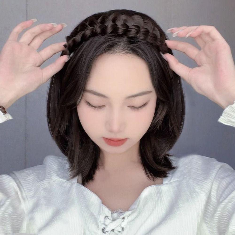 Синтетическая повязка на голову с центральным пробором, 3D накладки, модный парик, повязка на волосы для женщин