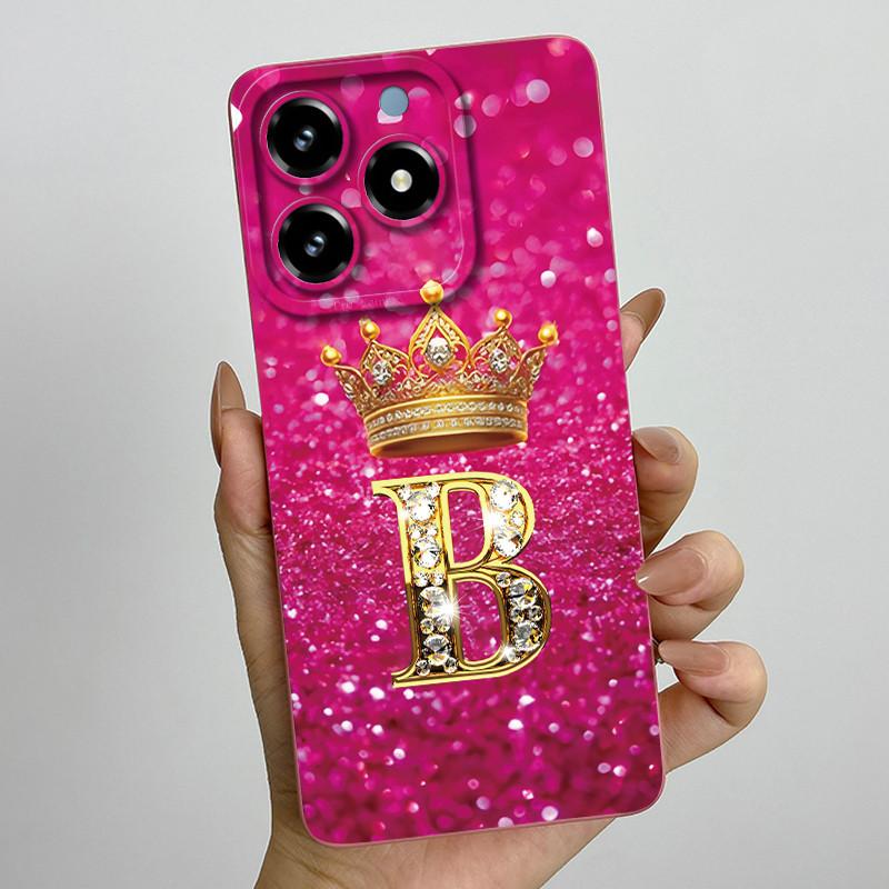 Чехол для телефона с буквами-коронами для OPPO Realme C61 4G 6.74" RMX3939 C 61 C63 Narzo N63 Квадратный корпус Жидкий силикон Мягкий бампер