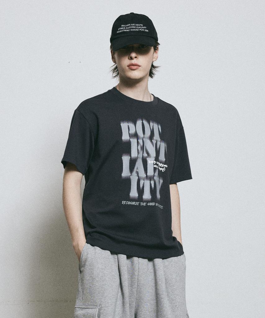 BUNKERBUSTER Grunge Lettering Print Short Sleeve T-Shirt Mq7Tu426_Charcoal
