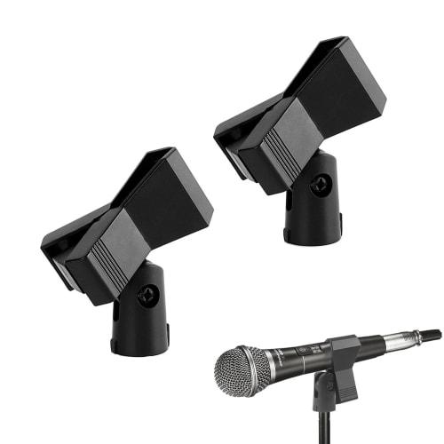JIMIGUGU Clip-on Microphone Holder with 3/8 To 5/8 Screw Adapter for Easy Installation, Set of 2