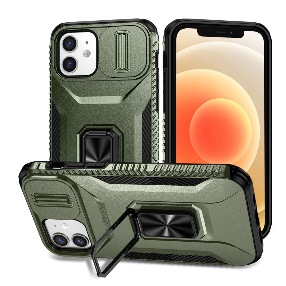 KEYSION Shockproof Case for iPhone 11 Pro Max Slide Camera Lens Protection Ring Stand Phone Back Cover for iPhone XS Max X XR