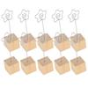 10Pcs Photo Holder Metal Clip Stand Note Message Card Picture Solid Wood Base Craft