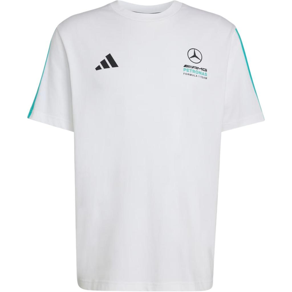 adidas Мужская футболка с принтом логотипа команды Mercedes - AMG, с круглым вырезом, топ KE8162