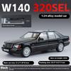 1:24 W140 320SEL Сплав Винтажный Автомобиль Литьевой Металл Классический Автомобиль Модель Игрушки Звук Свет Оттянуть Коллекционные Предметы Детский День Рождения Подарок