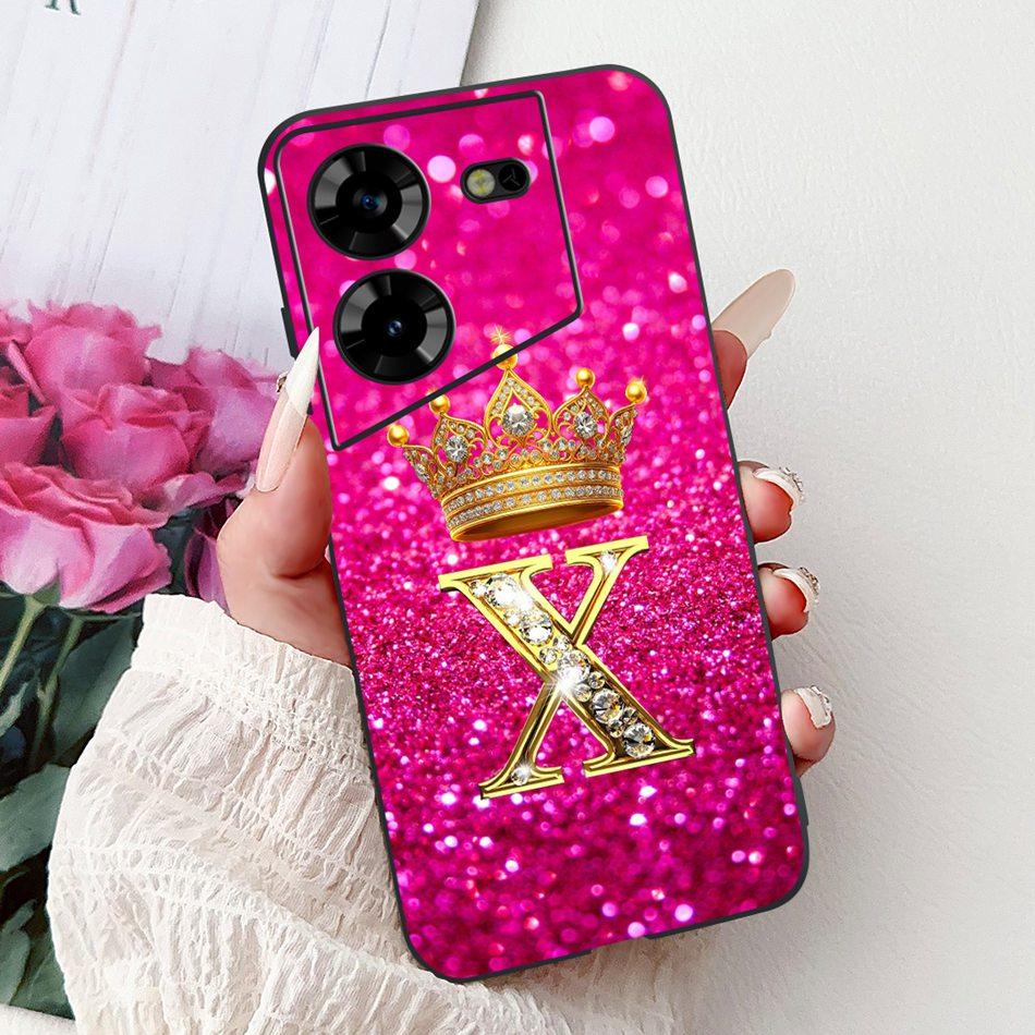 Для Tecno Pova 5 LH7n / Pova 5 Pro LH8n Модный Чехол для Телефона с Буквой Короны Для Tecno Pova5 5Pro 5G Черный Силиконовый Мягкий Чехол Бампер