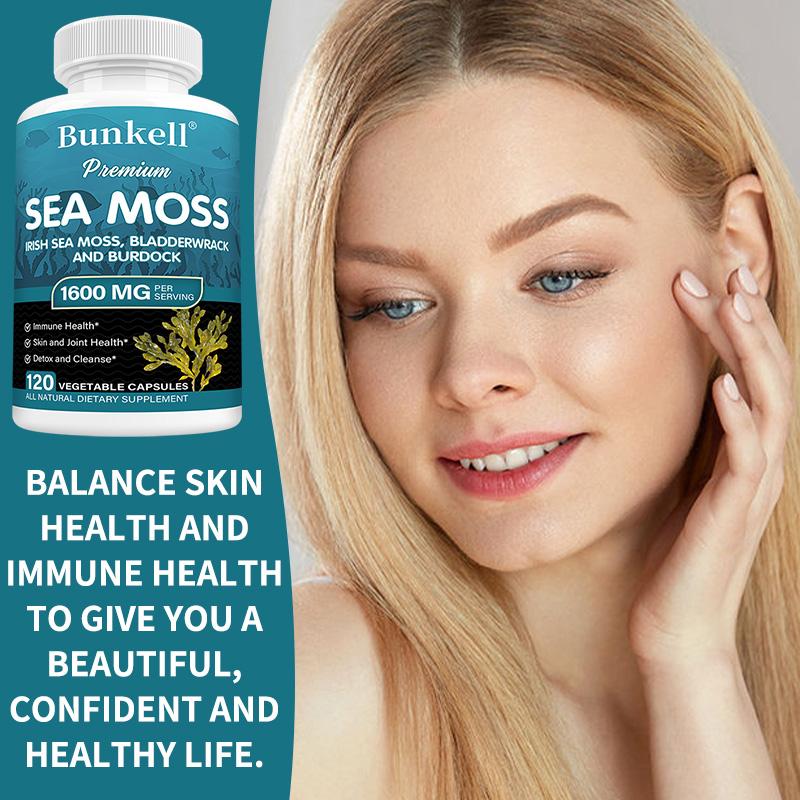 Sea Moss Dietary Supplement, With Organic Bladderwrack Powder, 120 Capsules Per Bottle