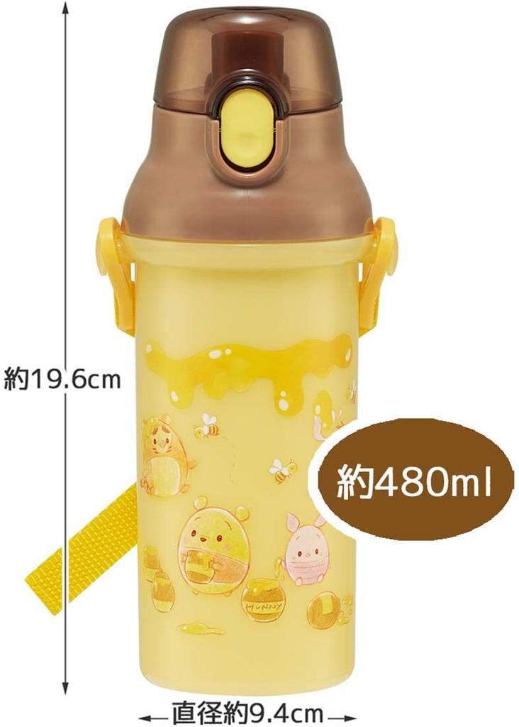 Бутылка для воды Skater Ufufi Disney Winnie the Pooh 480 мл, антибактериальный пластик, сделано в Японии, для девочек и детей PSB5SANAG-A