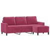VidaXL 3-seater Sofa and Footstool Bordeaux Red 180 Cm Velvet, Sofa, Sofa with Footstool, Sofa Three 3201059