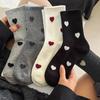 Love Socks Women's Mid-Calf & Over-the-Knee Socks, Autumn/Winter, Non-Slip, Black/White/Gray, Versatile & Simple