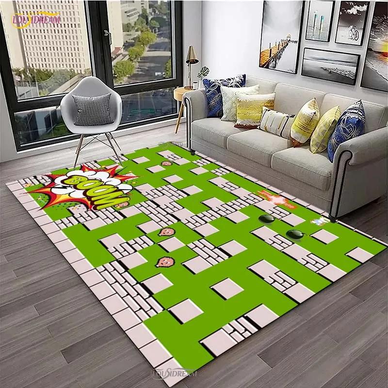Ретро Ковер для игры Bomberman для гостиной, коврик для спальни, коврик для кухни с нескользящим покрытием, ковер, подарок на день рождения, коврик-постер