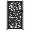 VidaXL Portail de jardin noir 105x180 cm acier conception de vagues, porte de clôture, porte extérieure, porte en métal, 4100972