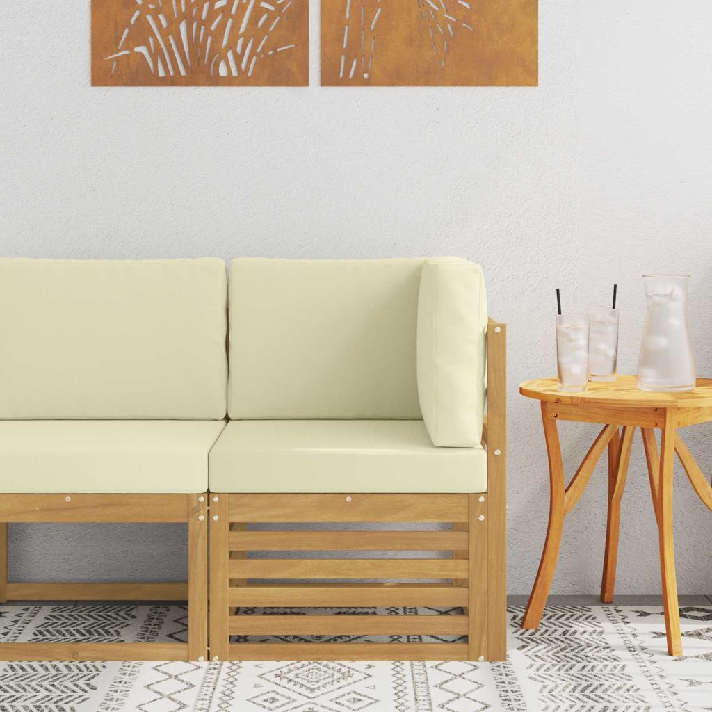 Outdoor Corner Sofa Solid Acacia Wood White