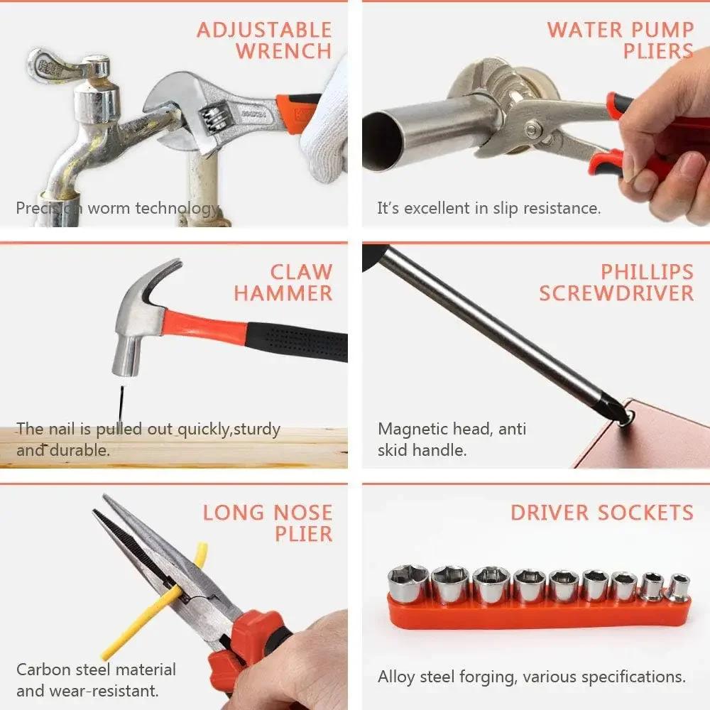 102 шт. Набор бытовых инструментов Ящик для инструментов Набор электрика Инструменты для ремонта автомобиля Набор комбинированных инструментов для деревообработки