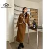 Осень-зима, новый утепленный теплый шерстяной костюм, однотонный однотонный повседневный элегантный длинный костюм в Корейском стиле