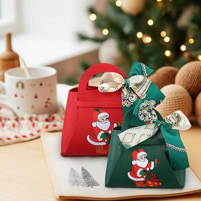 1 шт. рождественская вечеринка декор ручной подарочный пакет рождественские коробки конфет с принтом Санта-Клауса коробка конфет из искусственной кожи
