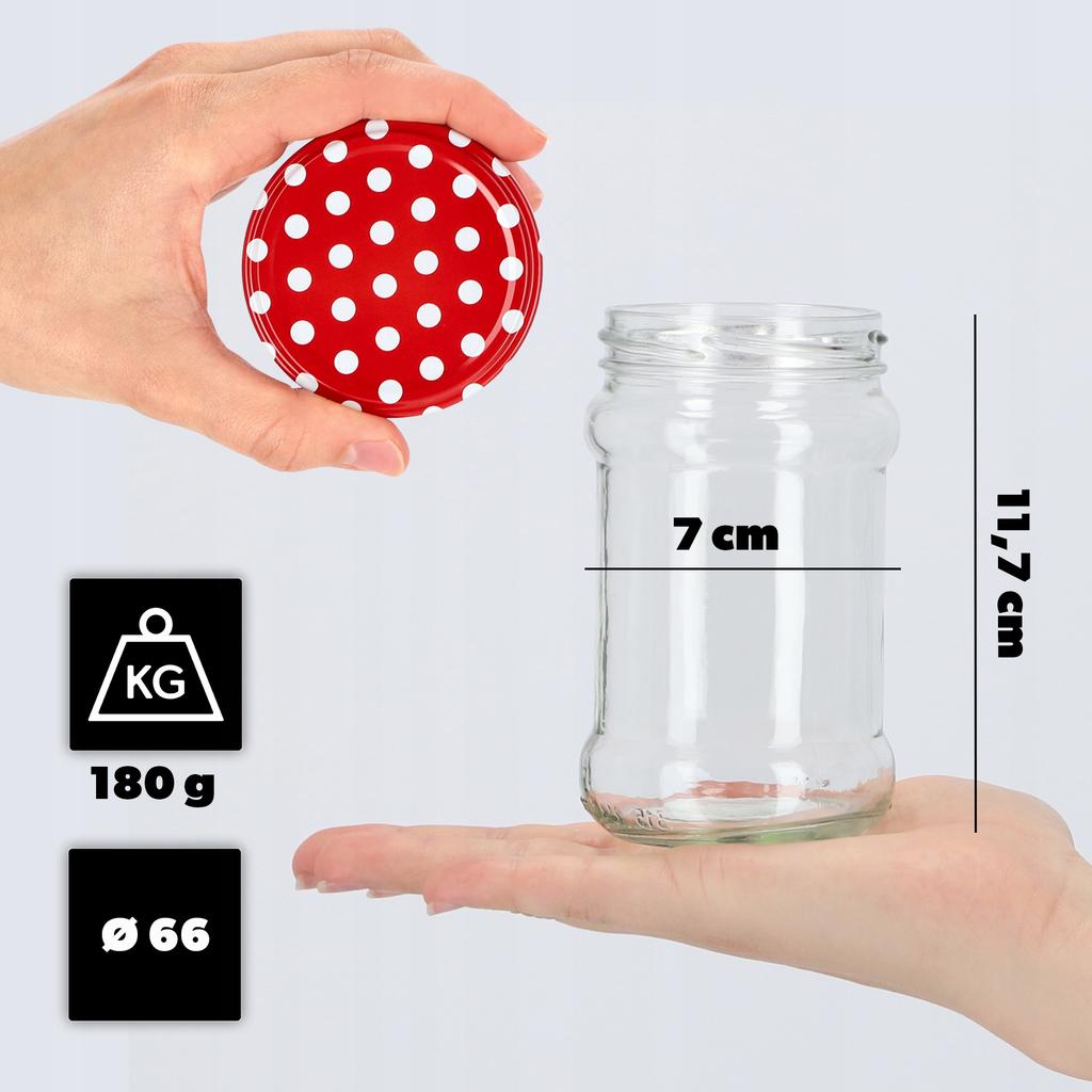 KADAX Seno Preserve Jars 315ml 10pcs 66mm + Lids "Red Peas"