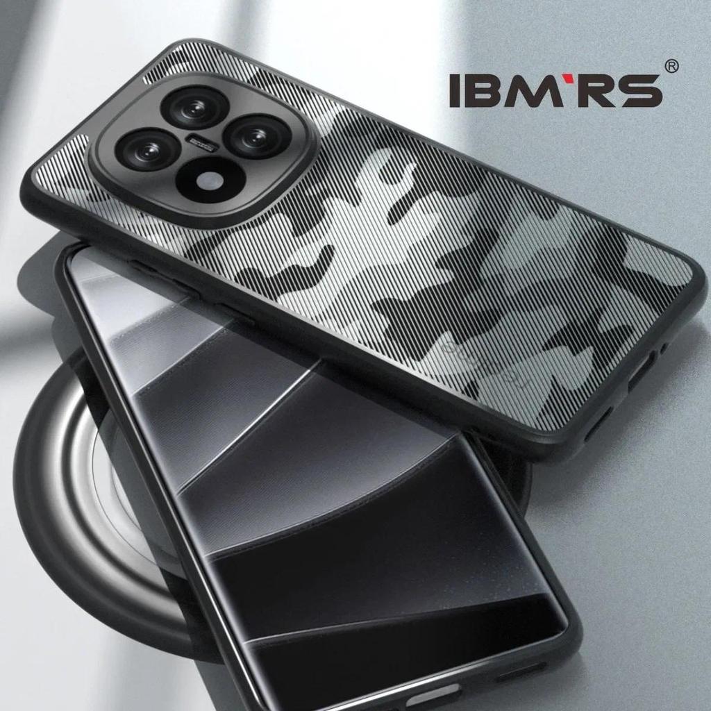 (В комплекте ремешок на запястье)Чехол Ibmrs для Redmi Note 14 Pro 4G, ультратонкий, карманный, приподнятые края защищают камеру и экран - Черный камуфляж