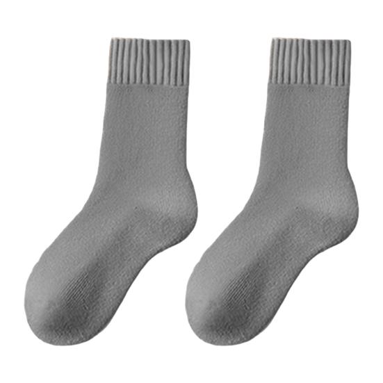 1 пара женских зимних носков однотонные с рубчатыми манжетами, утолщенная плюшевая подкладка, носки для сна, осень-зима, для повседневной носки