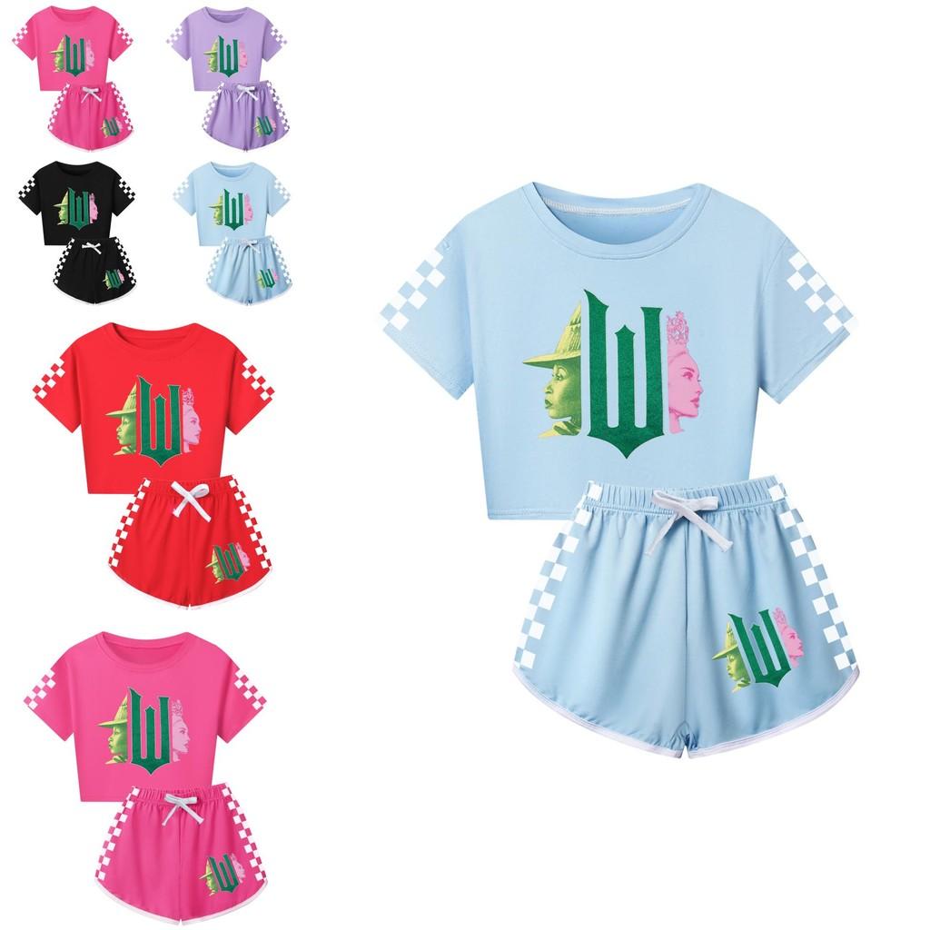 Комплект из хлопка с ярким принтом, с коротким рукавом и шортами, для детей и взрослых, розовый дизайн