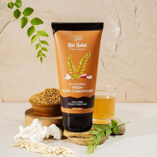 Nat Habit Nutri-Conditioner, Curry Cider For Dry & Frizzy Hair, Deep Shine & Smoothness with 9 Ultra-Moisturizing Power Conditioners, 150ml