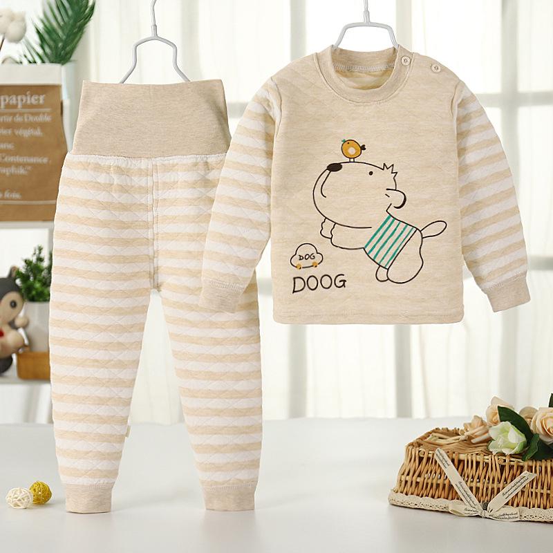 Winter Children's Cotton Warm Pajamas Set Boys and Girls with Fleece Thick Pajamas Set