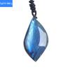 Кулон из натурального лабрадорита в форме листа, голубой лунный свет, грубо отполированный, случайная форма, ювелирное украшение, кристаллическое ожерелье