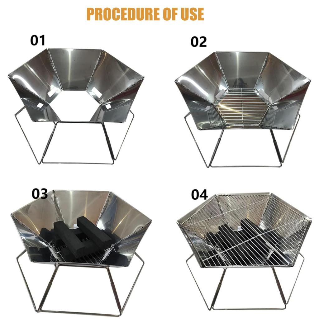 Подставка для костра Audiophile Hexa из нержавеющей стали, гриль для барбекю с сумкой для хранения на 2–4 человека, голландская духовка Single (Печь Hexa, Товар)