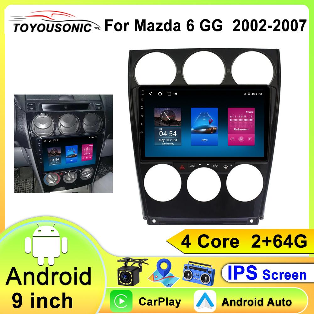 Car Radio Android 13 For Mazda 6 2002 2003 2004 2005 2006 2007 2008 Multimedia Video Player Navigation GPS WIFI Wireless Carplay