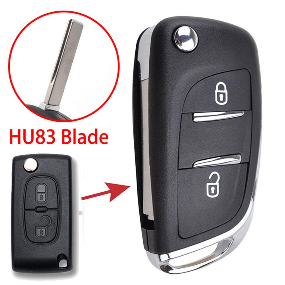 For Peugeot 207 307 308 407 3008 5008 807 Citroen C3 Picasso C2 C4 2 Button Folding Remote Smart Flip Key Fob Case Cover Shell