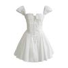 House Same Style White Moonlight First Date French Pure Desire Ballet Style Deep V Lapel Silm A- Line Mini Dress