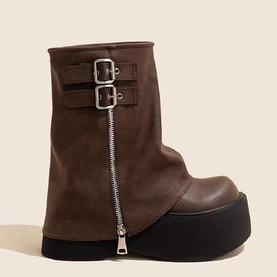 Модные зимние удобные высокие сапоги для женщин, модные длинные сапоги на молнии сзади, женские элегантные туфли на платформе, женские ботильоны на толстой подошве в рыцарском стиле