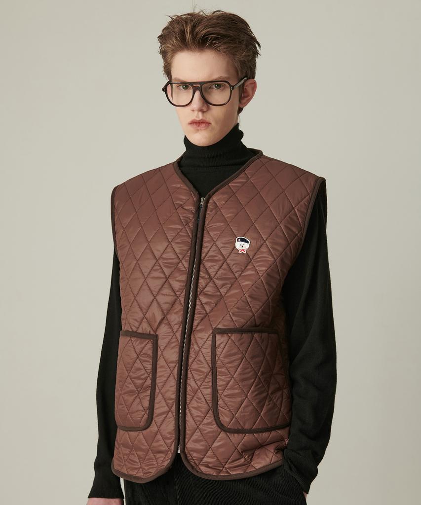 Beyond Closet Стеганый жилет с нашивкой Patch Point, 1 л, коричневый