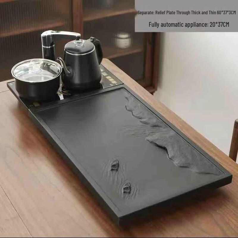 Chaxun Minimalist Wujin Stone Tea Tray & Ceramic Tea Set