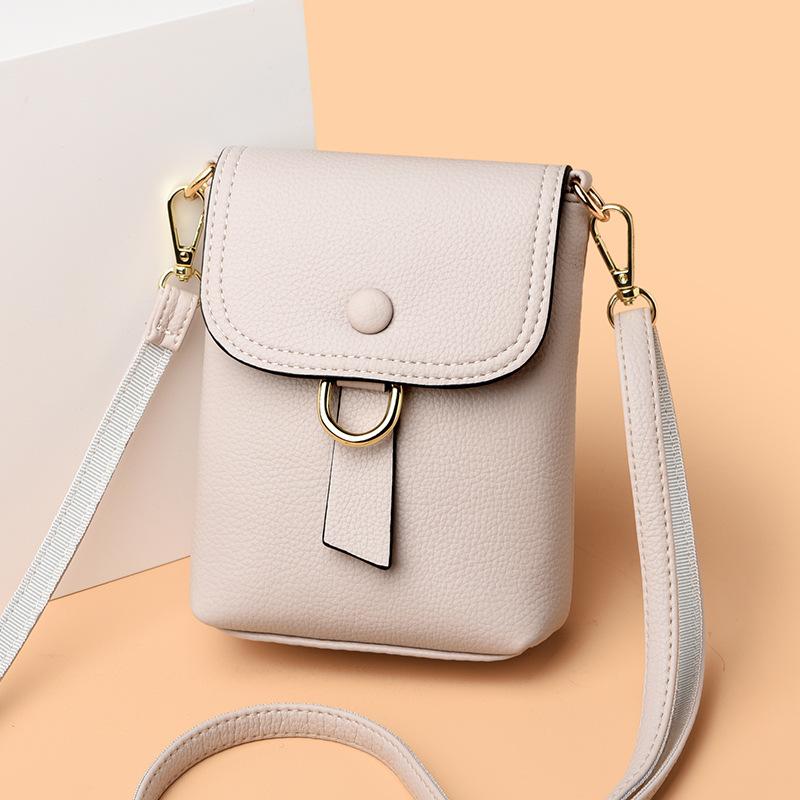 Lightweight Messenger Mobile Phone Bag For Shopping, Lychee Pattern Simple Female Small Retro Mini Change Single Shoulder