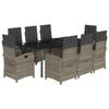 VidaXL Ensemble à Manger de Jardin avec Coussins 9 pcs, Table et Chaises avec Dossier Réglable, Meubles d'Extérieur Patio 3212369