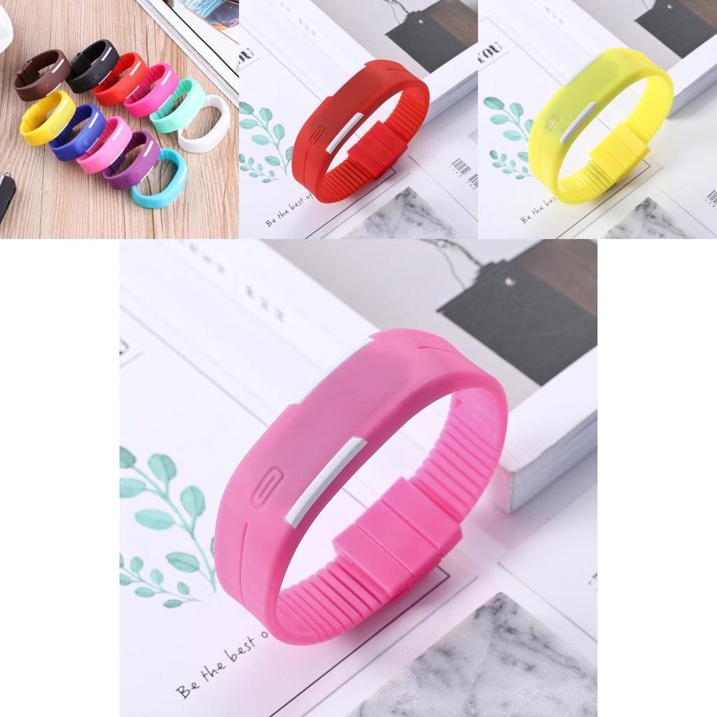 Стильные детские цифровые светодиодные силиконовые часы с регулируемым ремешком и прямоугольным циферблатом