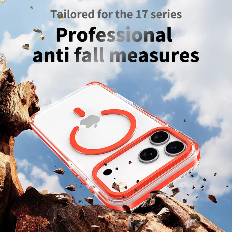 Роскошный прозрачный чехол для iPhone 17 Air 16 15 14 13 12 17 Pro Max с полосатой рамкой, совместимый с MagSafe, для беспроводной зарядки