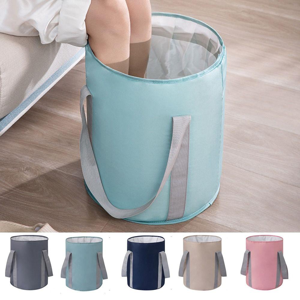 Портативная синяя ванна для ног, большое водонепроницаемое ведро для замачивания ног с ручками, складная ванна для ног, сумка для общежития