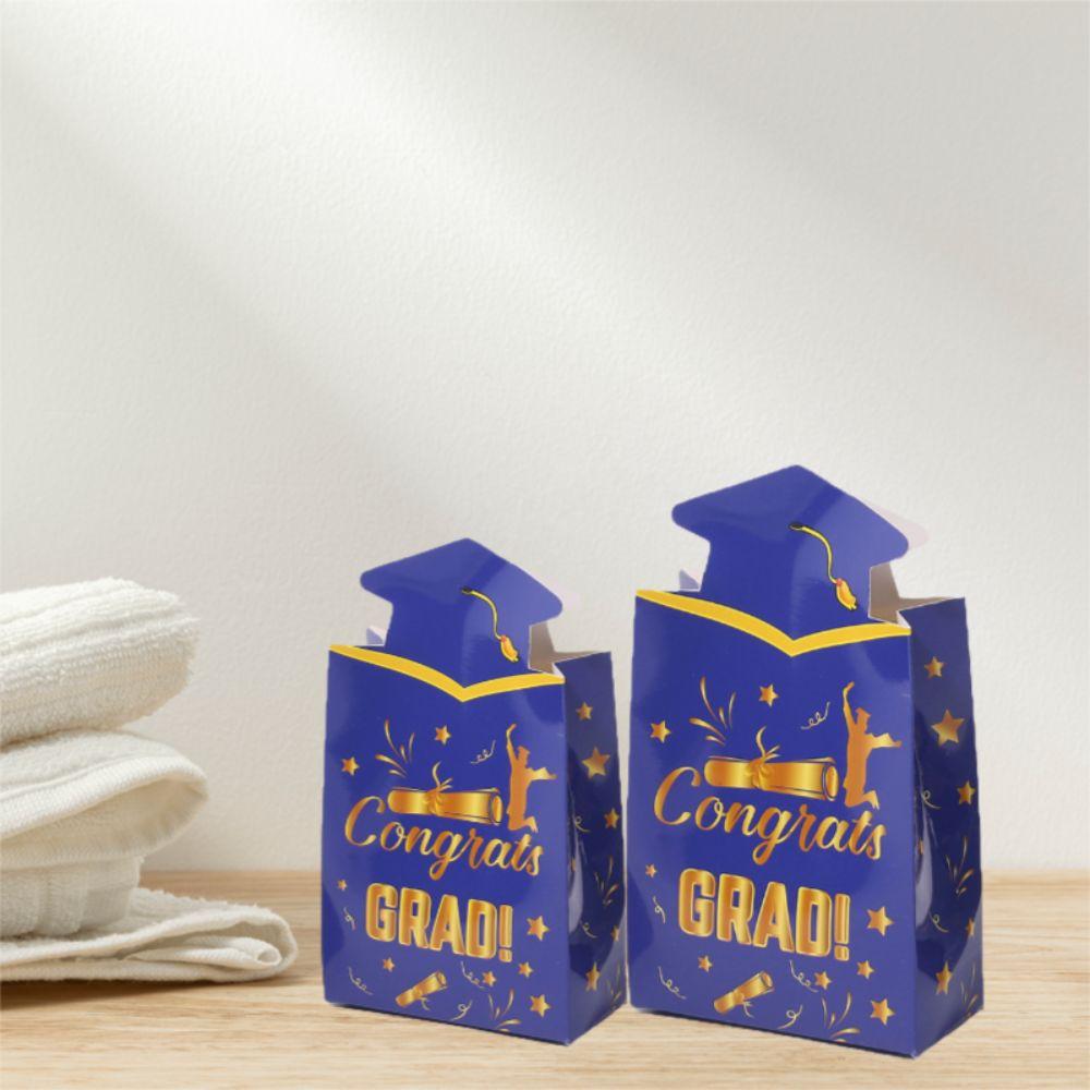 20 шт. Элегантная коробка-шляпа для выпускника с надписью Congrats Grad, бумажный материал, праздничный мешок для конфет и подарков, уникальная коробка-шляпа доктора, церемония вручения дипломов